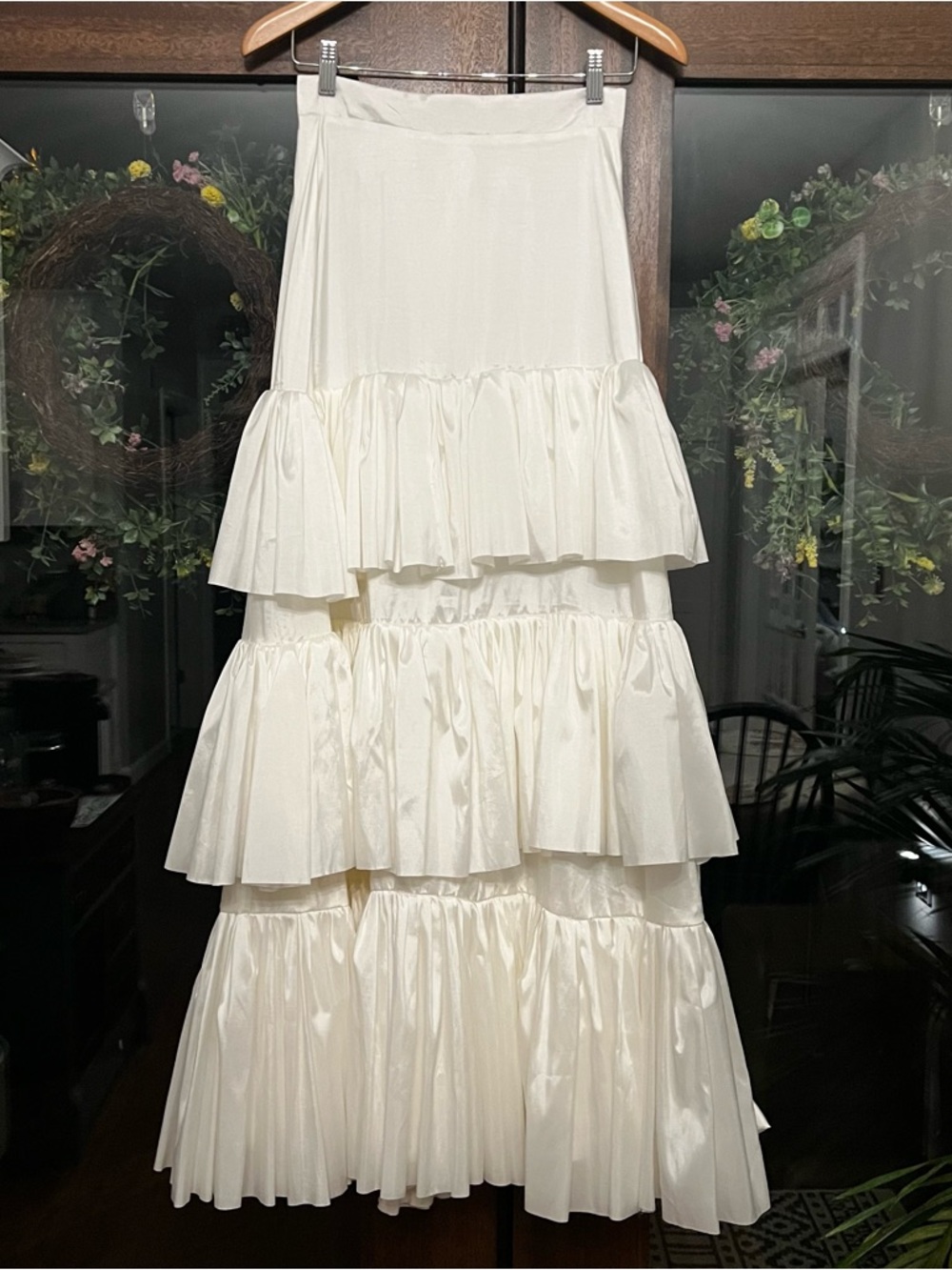 Tiered Ivory Maxi Skirt with Ruffle Tiers